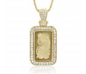 14k Gold 1.75ct Diamond 24k Pamp Suisse Pendant