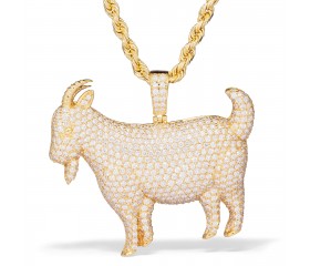 14k Gold 4.75ct Diamond Goat Pendant