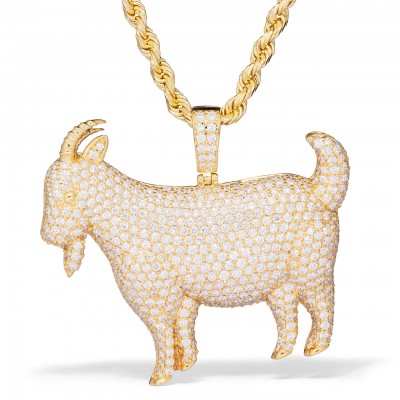 14k Gold 4.75ct Diamond Goat Pendant
