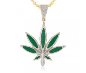10K Diamond Herbal Medicine Leaf Pendant (1.15ct)