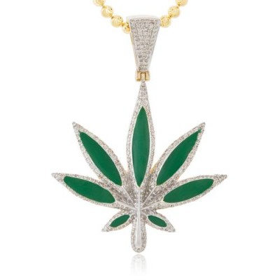 10K Diamond Herbal Medicine Leaf Pendant (1.15ct)