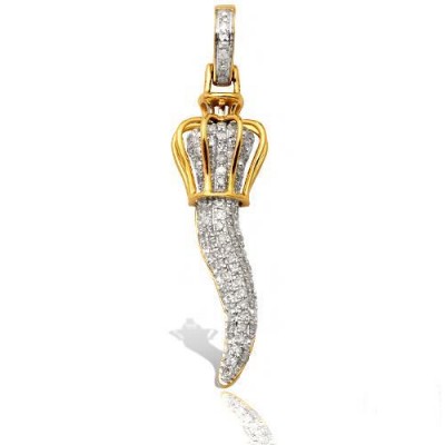 10K Diamond Italian Horn Pendant (0.45ct)
