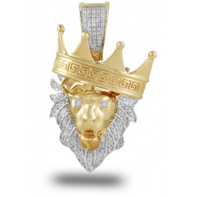 14K Diamond Crown Lion Head (0.35ct)