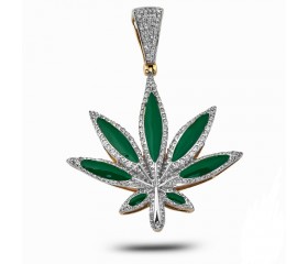 10K Diamond Herbal Medicine Leaf Pendant (0.65ct)