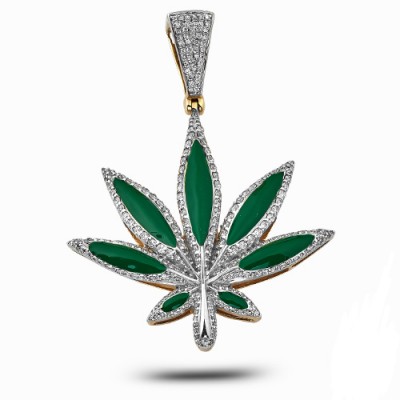 10K Diamond Herbal Medicine Leaf Pendant (0.65ct)