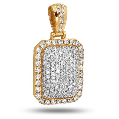 14K Diamond 3-D Dome Dogtag Pendant (2.00ct)