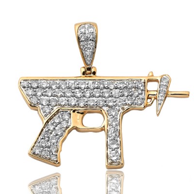 10K Diamond Uzi Gun Pendant (1.50ct)