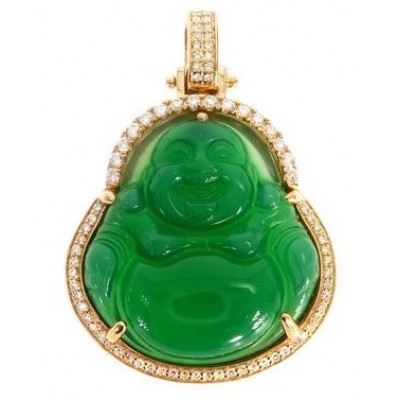 Diamond Jade Buddha Pendant (1ct)