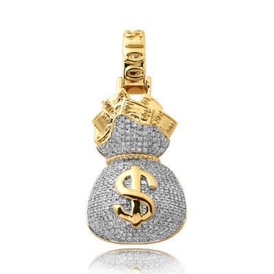 10K Diamond Money Bag Pendant (0.75ct)