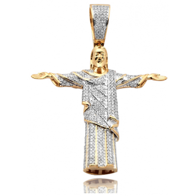 10K Diamond Brazilian Jesus Pendant (0.85ct)