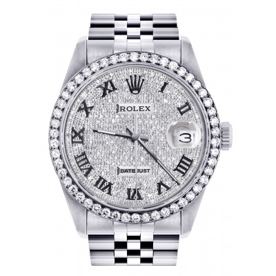 Rolex Datejust 18k White 5cts Diamonds 16233 | 36MM | Full Diamond Roman Dial