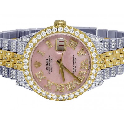 Rolex Datejust 18k TwoTone 13cts Diamonds 16233 | 36MM | Diamond Roman Pink Dial